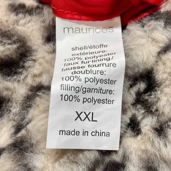 Maurices Reversible Vest Women's XXL Red Puffer Leopard Print Sherpa Full Zip - Picture 12 of 12